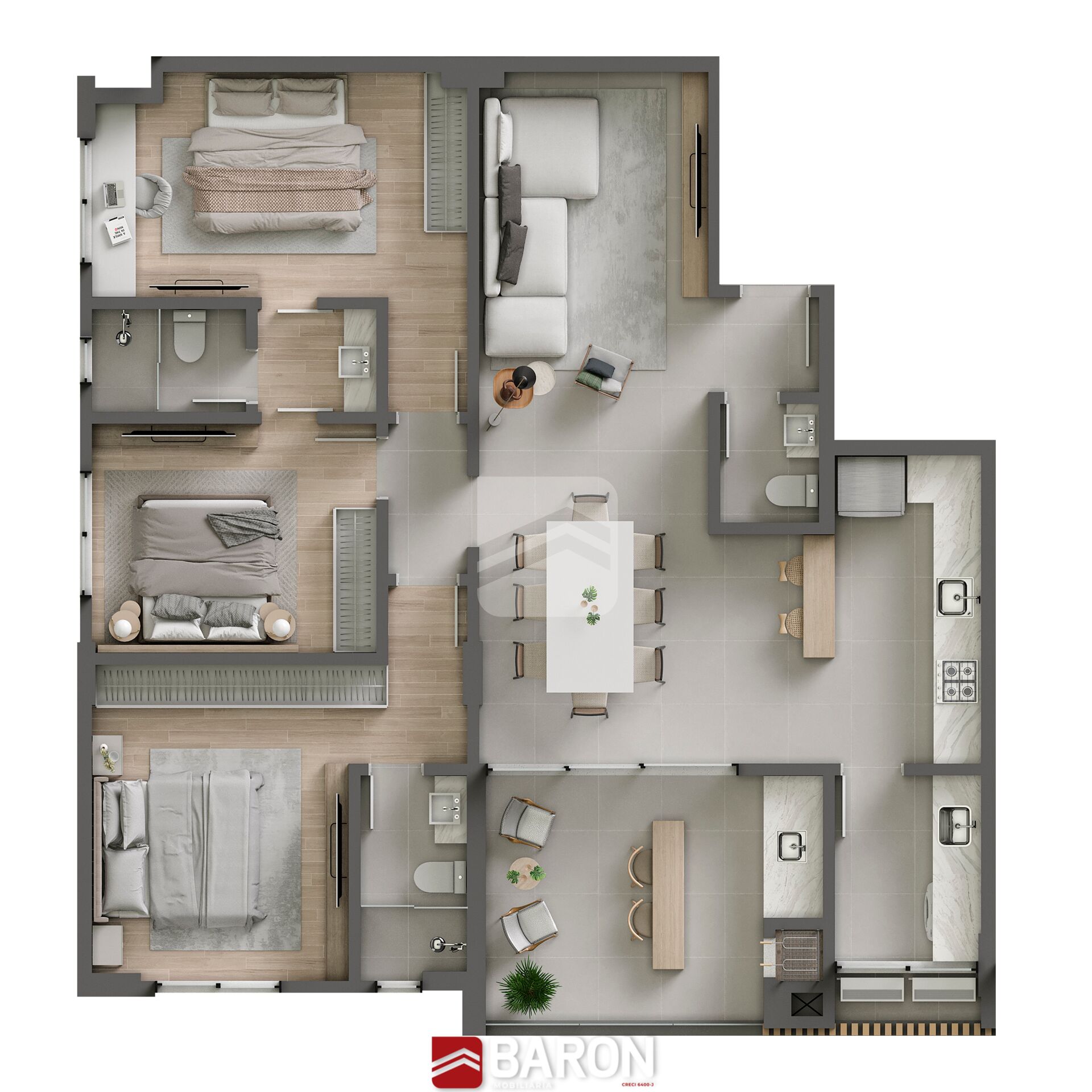 Apartamento – 3 Dormitórios | Centro de Guabiruba – Edifício Baden