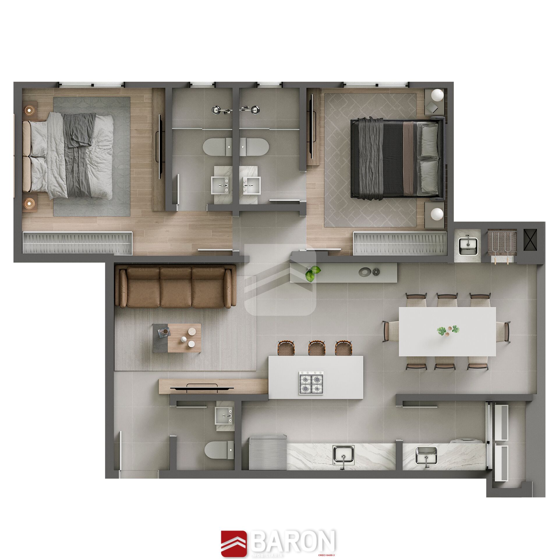 Apartamento – 2 Suítes | Centro de Guabiruba – Edifício Baden