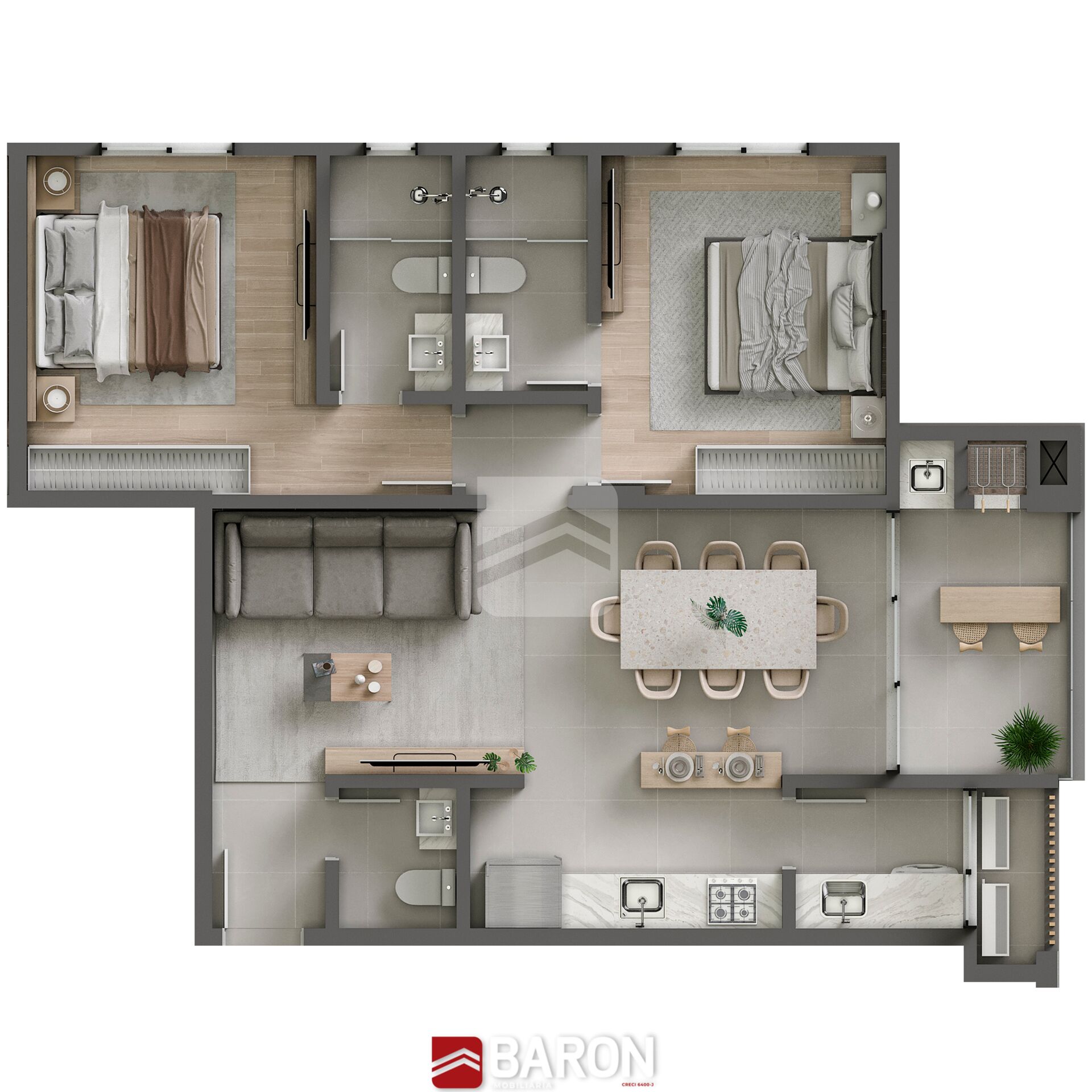Apartamento – 2 Suítes | Centro de Guabiruba – Edifício Baden